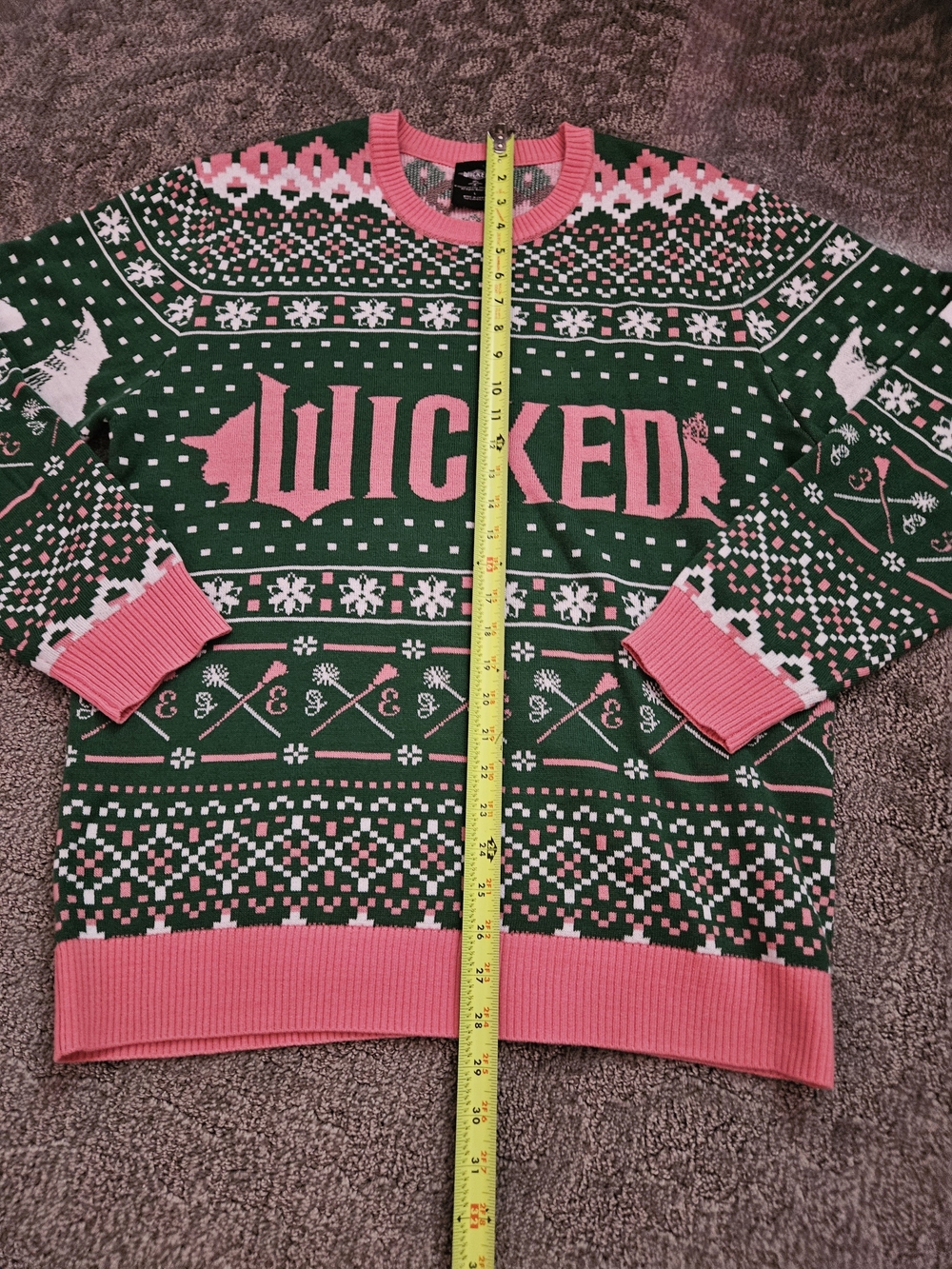 Wicked Adult Glinda and Elphaba Knit Ugly Sweater for Christmas Sz L - Picture 2 of 4